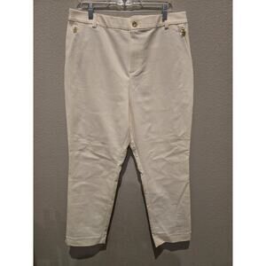 Lilly Pulitzer Women's Ivory Dress Pants Size 16 Gold Button Accents